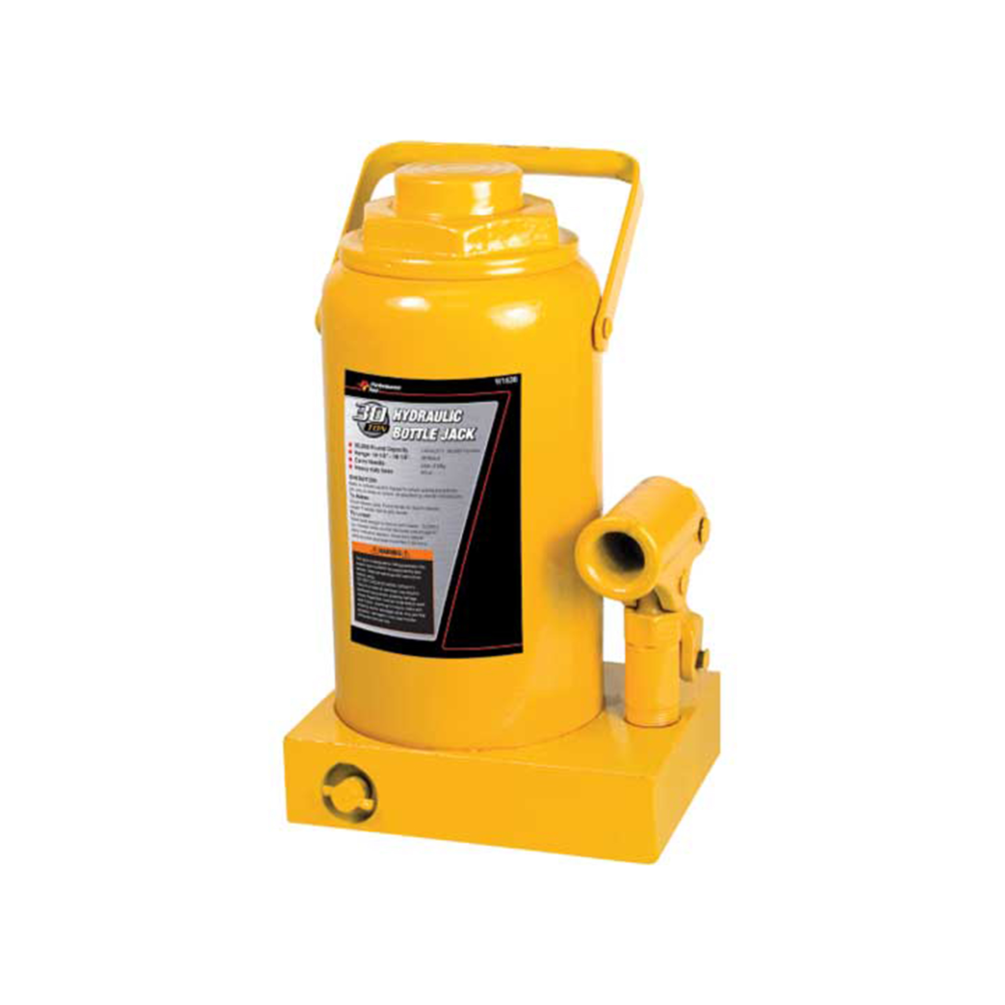 Performance Tool Hydraulic Bottle Jack — 30 Ton Capacity, Heavy-Duty Steel, 11.25in.–18.25in. Lift Range, Folding Carry Handle, Model# PRTW1636